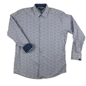 XMI Shirt Mens Large Button Down Long Sleeve Floral Print Casual Dress